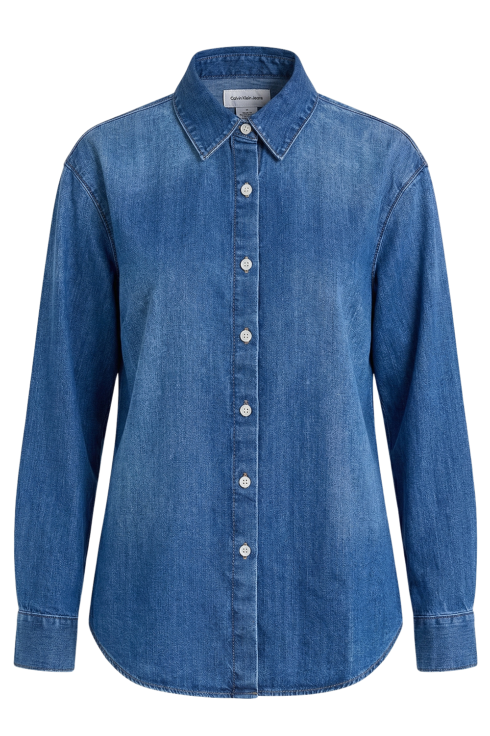 תמונה קידמית של חולצה מכופתרת ג'ינס