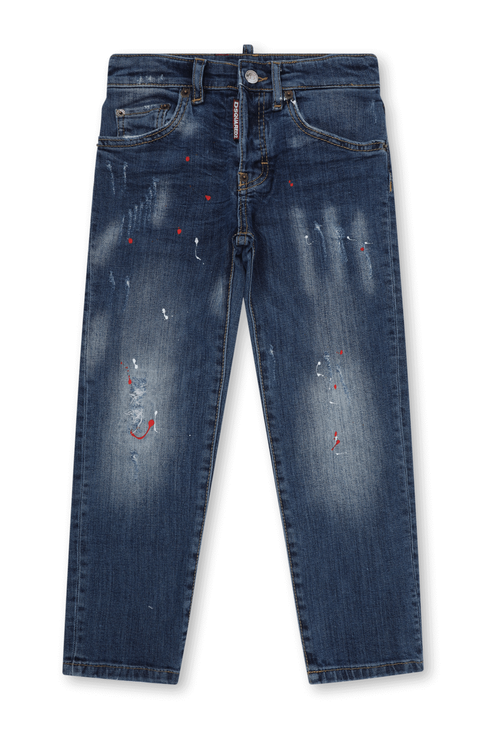 גילאי 4-16 מכנסי ג'ינס כחולים עם זריקת צבע DSQUARED2 KIDS