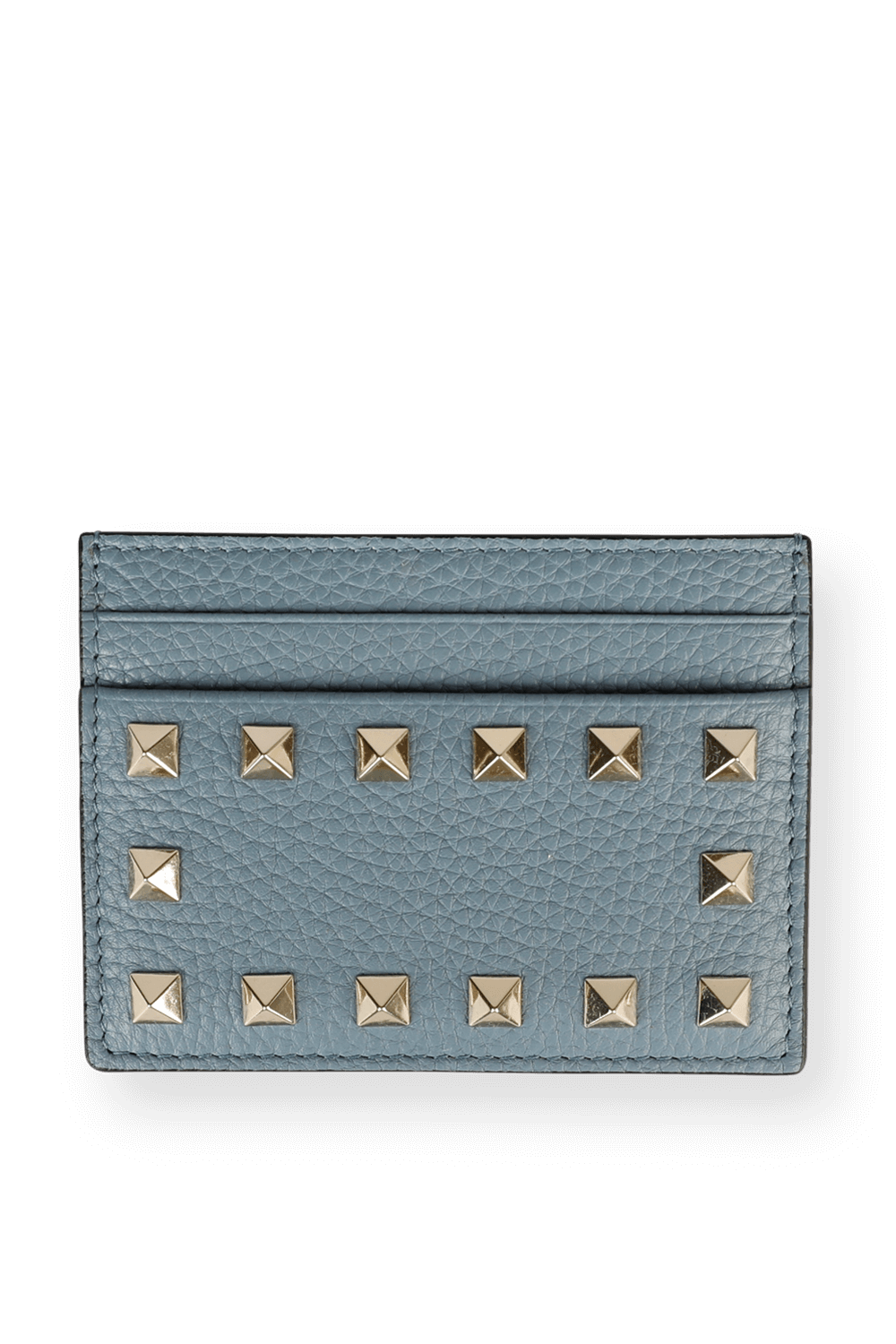 תמונה קידמית של ארנק כרטיסים מעור בגוון תכלת