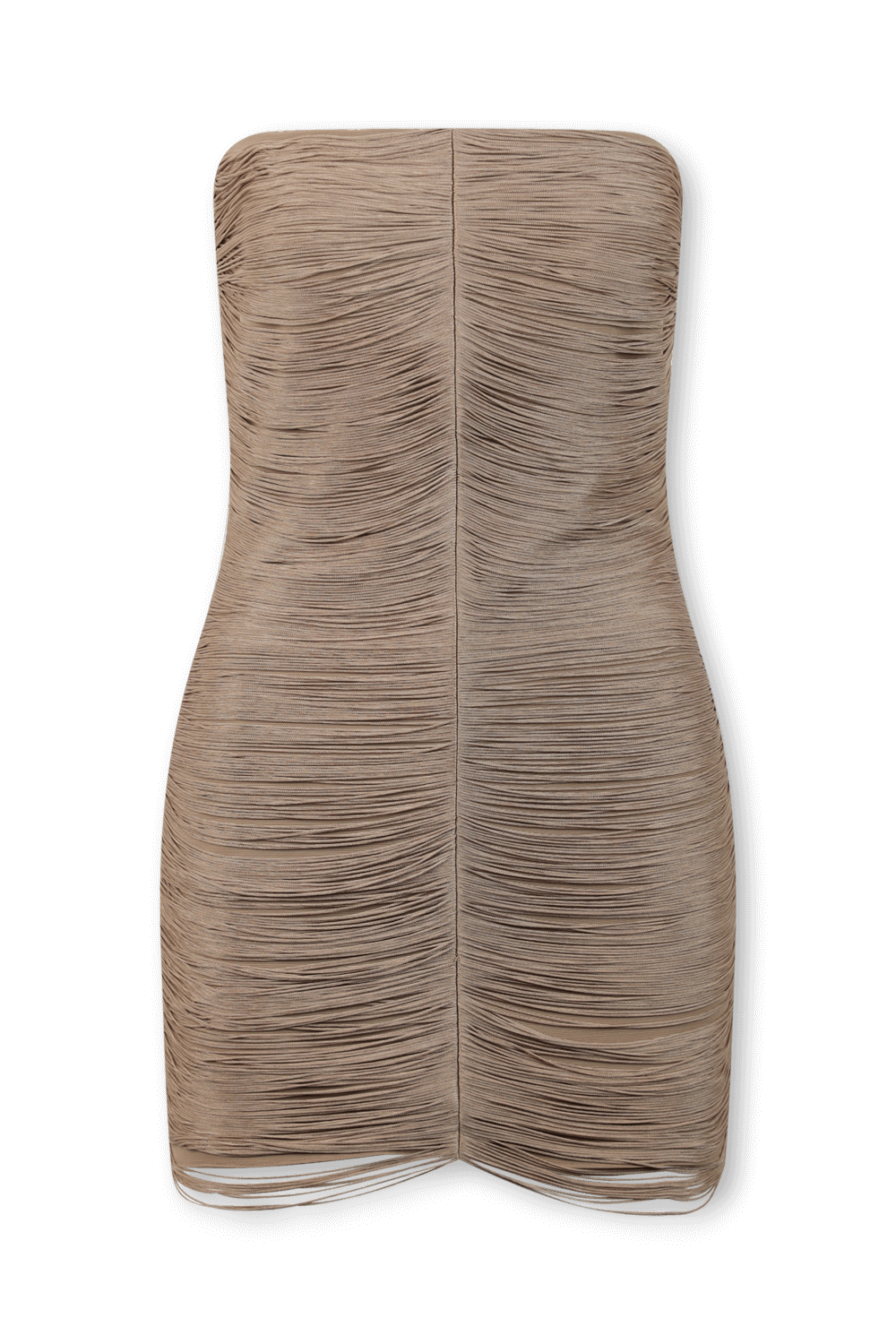 תמונה קידמית של שמלת סטרפלס מיני בגוון בז'