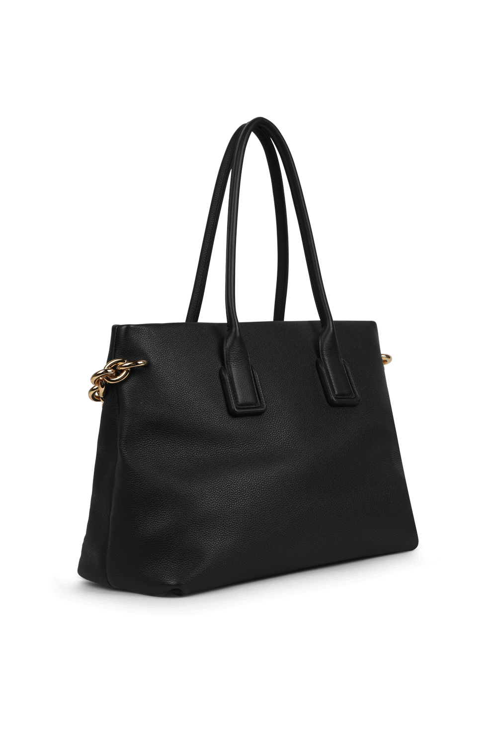 תמונה אחורית של תיק סיינט ג'רמייו שחור עם שרשרת זהובה