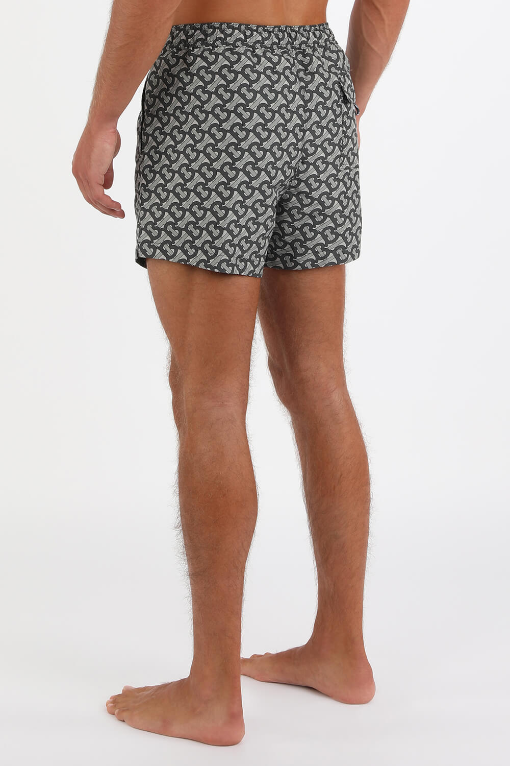 Monogram Print Drawcord Swim Shorts in Grey BURBERRY