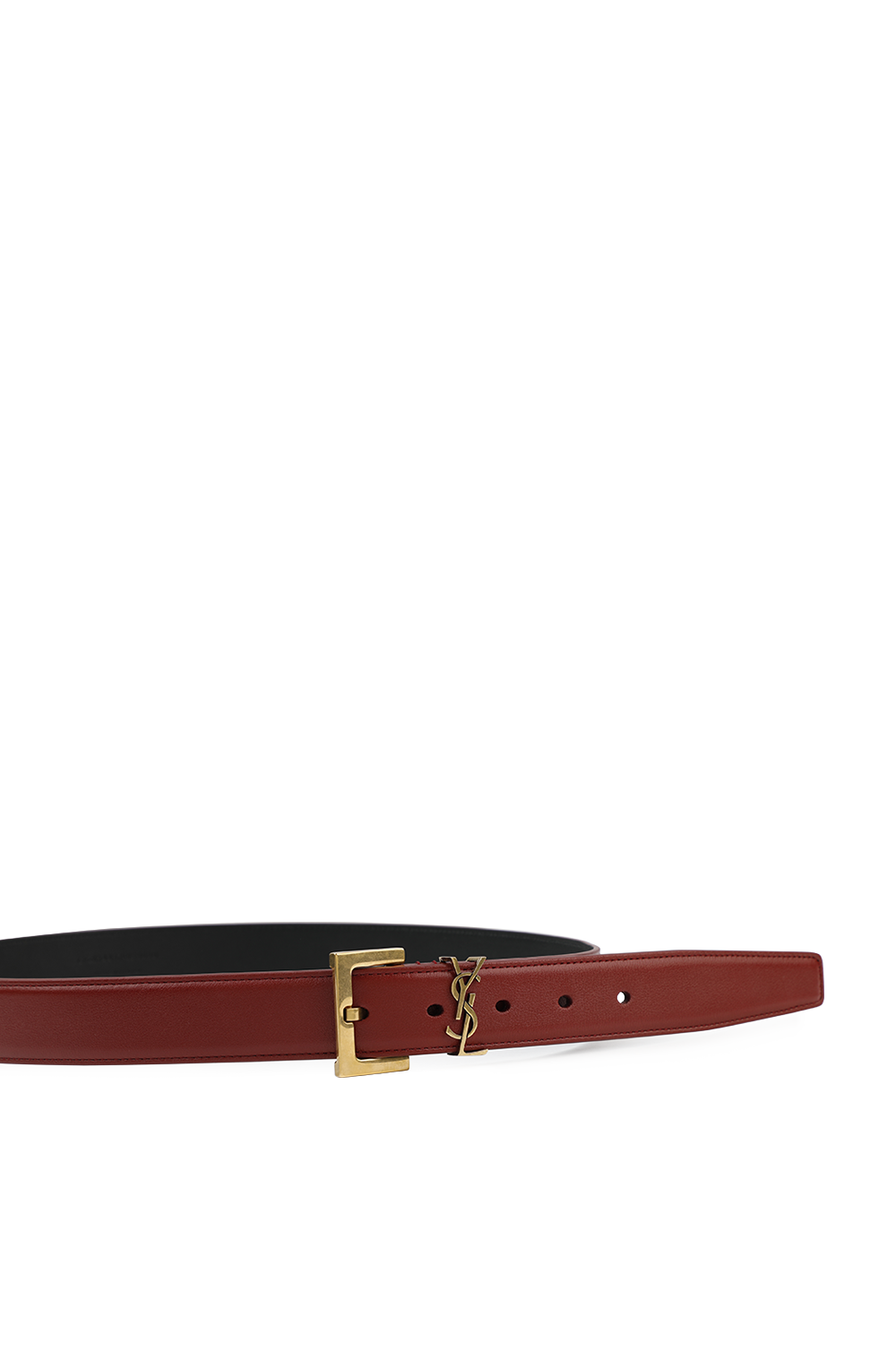 Monogram Belt in Red Leather and Gold SAINT LAURENT