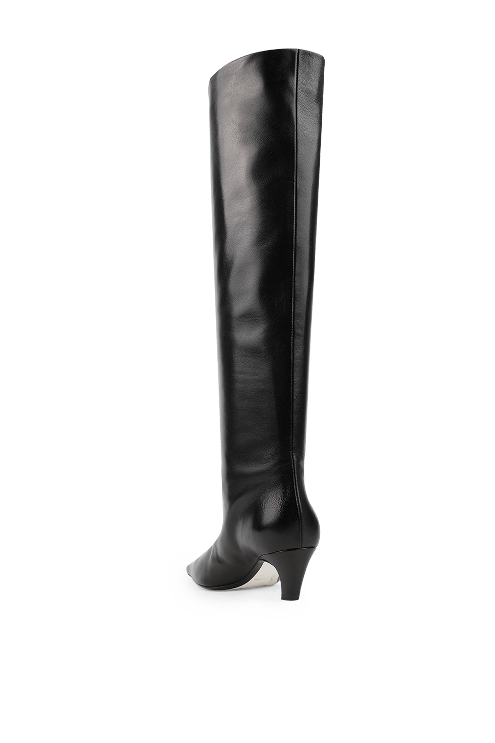 תמונה אחורית של מגפיים שחורים גבוהים מעור