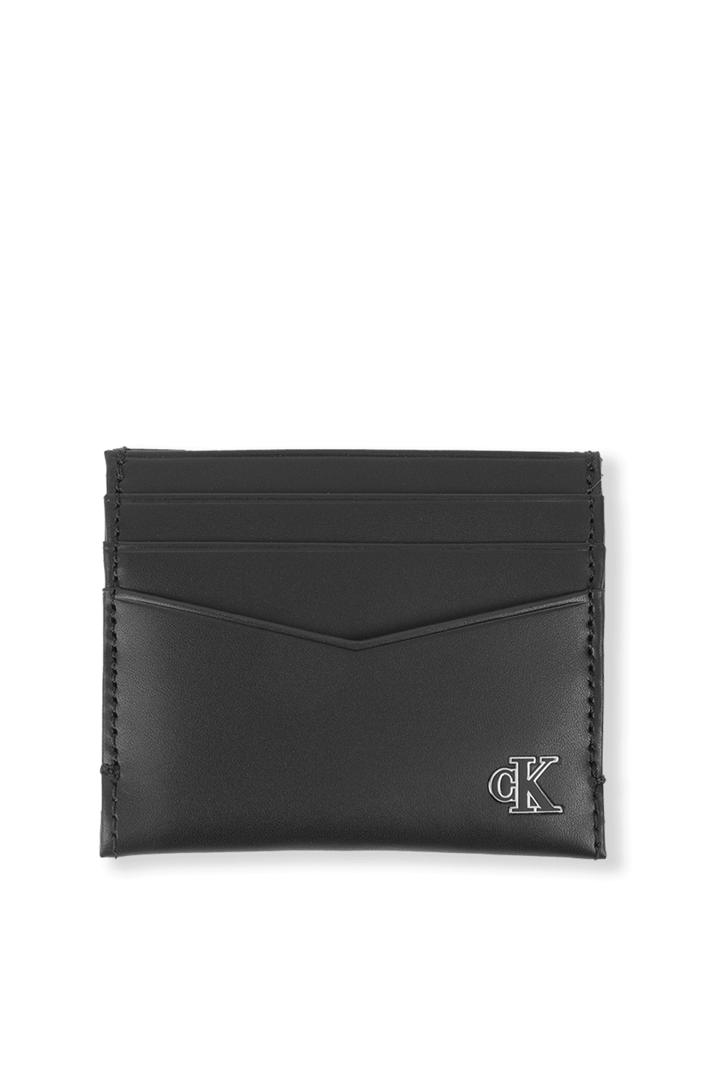 תמונה קידמית של Leather Cardholder With Coin Pocket in Black