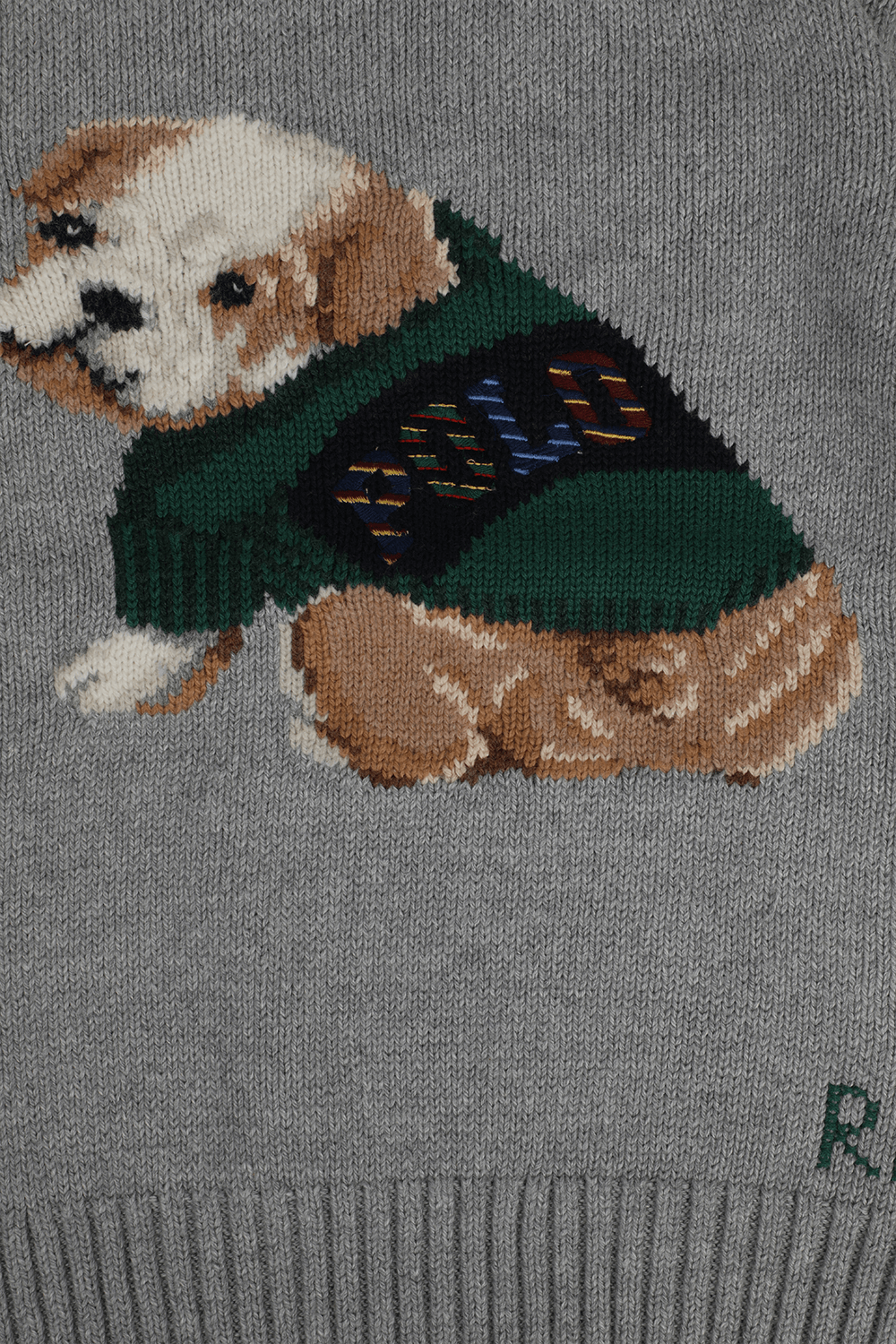 תמונה אחורית של גילאי 2-4 סריג אפור עם דוגמת בולדוג