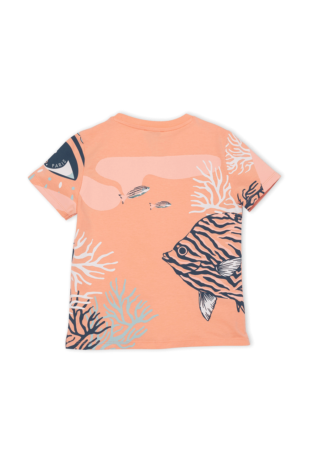 תמונה אחורית של גיל 2-6 חולצת טי בגוון אפרסק עם הדפס ימי