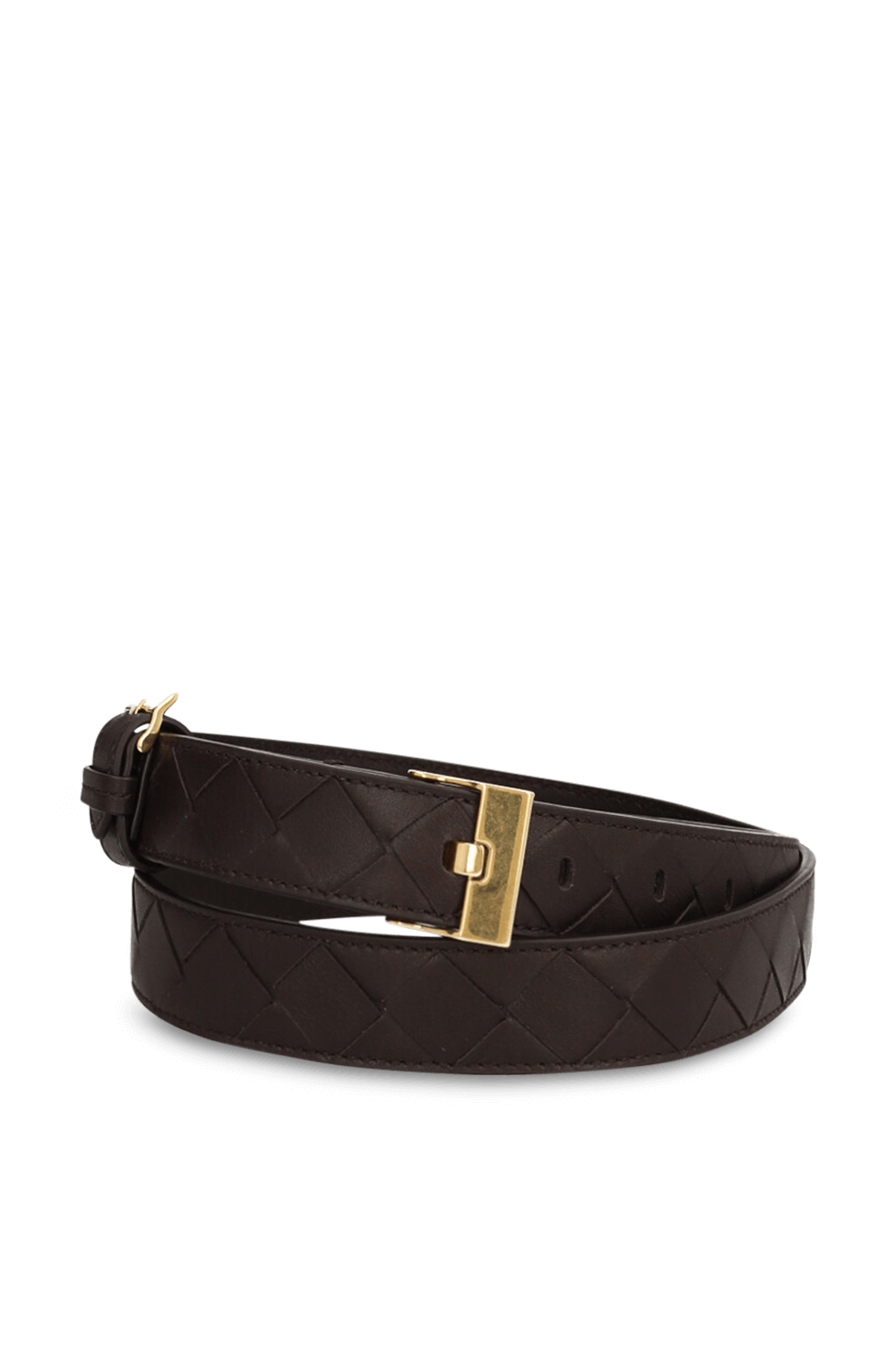 תמונה קידמית של חגורת עור קלועה