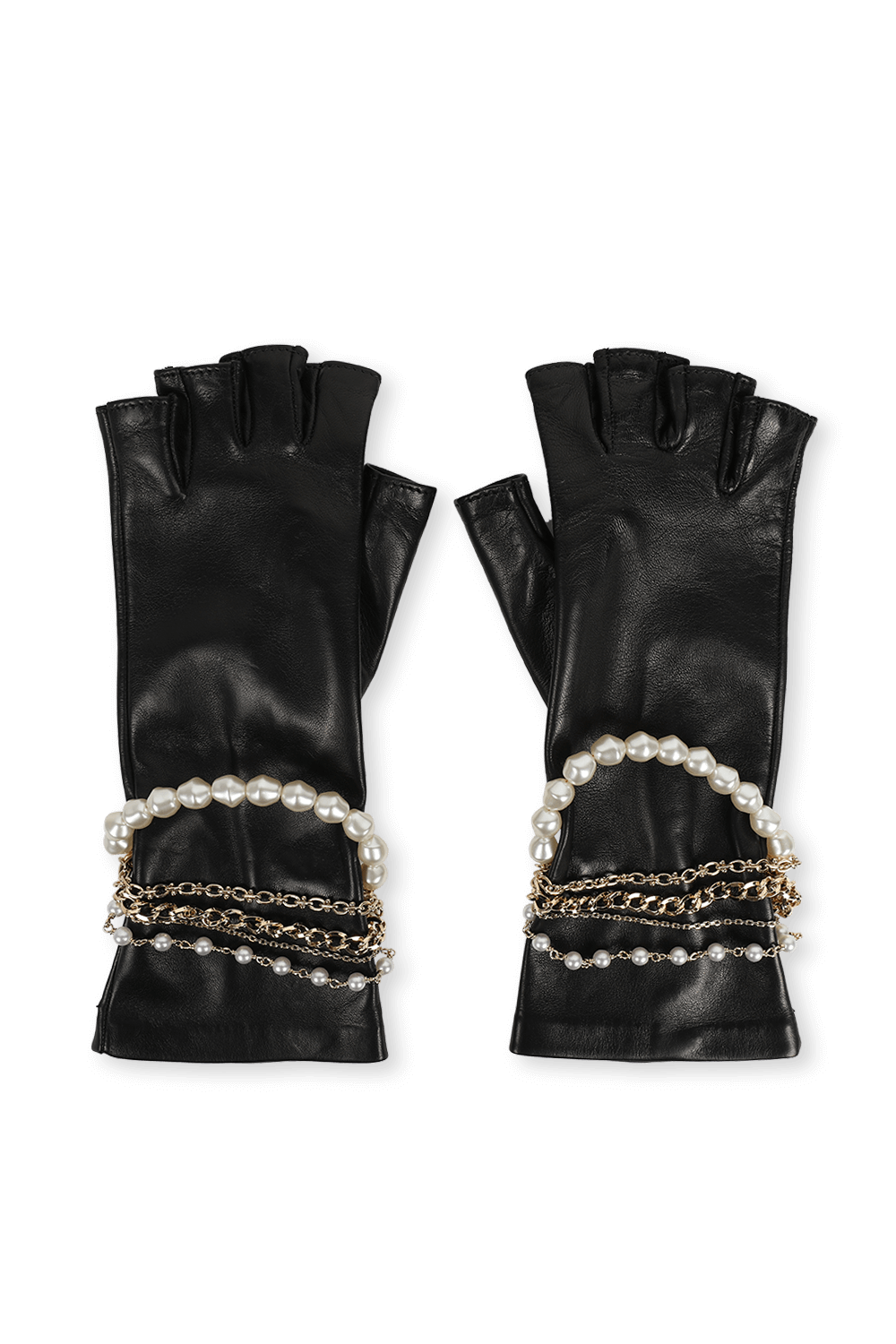 תמונה קידמית של כפפות מעור בצבע שחור