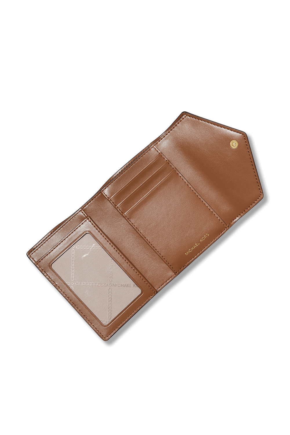 תמונת תקריב של Carmen Medium Color Block Logo and Leather Tri-Fold Envelope Wallet