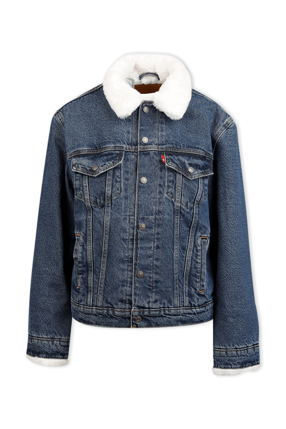 תמונה קידמית של Fur Collar Trucker Denim Jacket