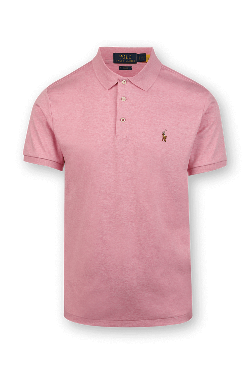 Knit Sleeve 3 Buttons Cotton Polo Shirt in Pink POLO RALPH LAUREN