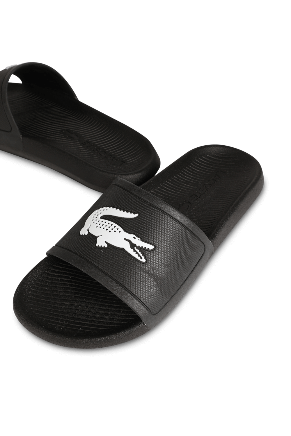 Croco Slides In Black And White LACOSTE