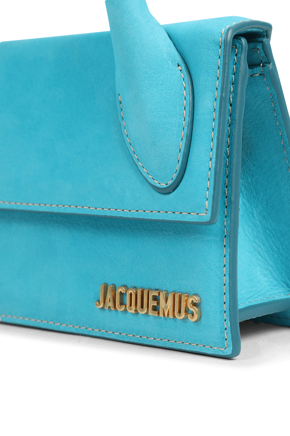 תמונת תקריב של תיק כתף לה צ'יקיטו לונג מעור בגוון טורקיז