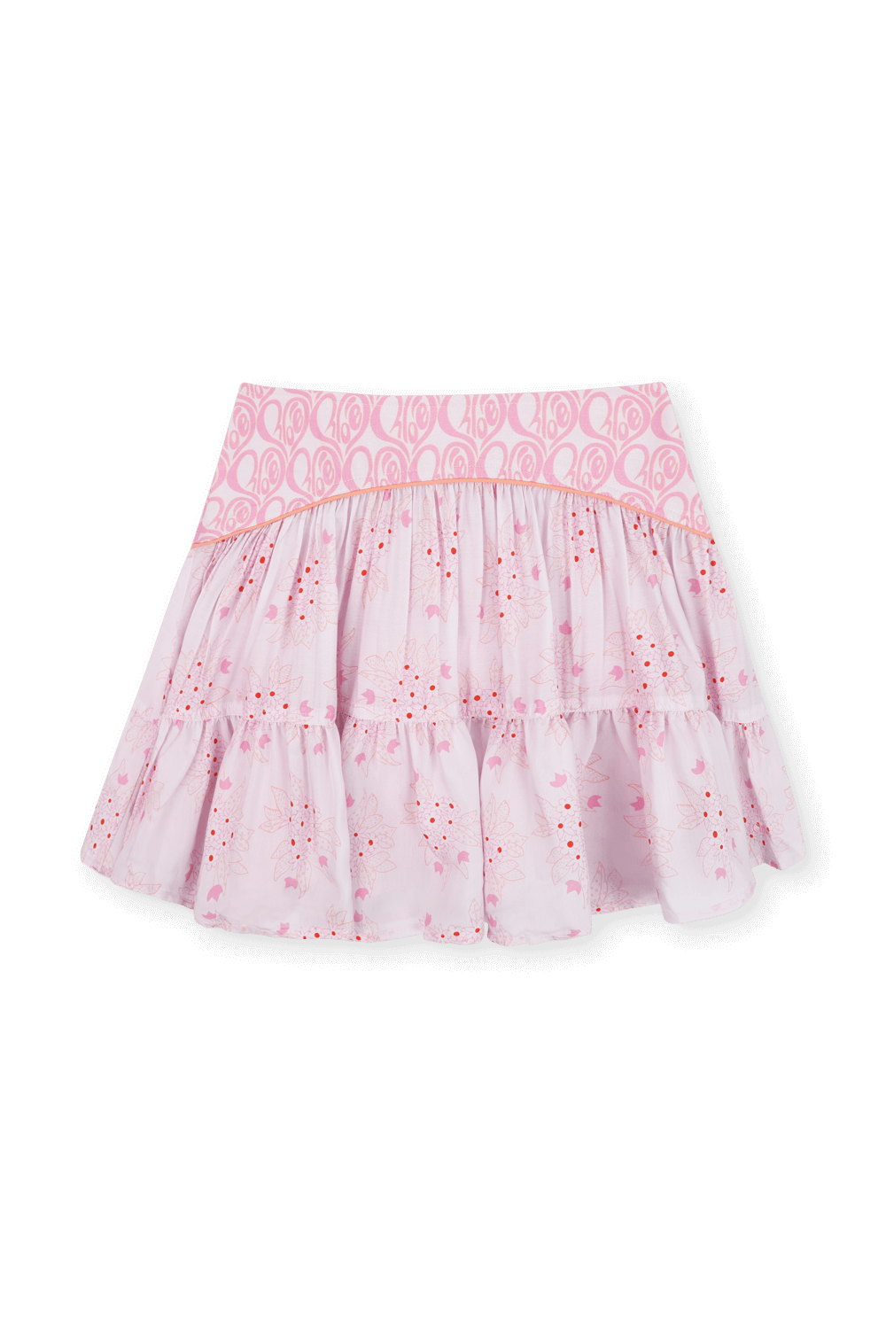 גילאי 6-12 חצאית מיני פרחונית עם חגורת לוגו CHLOE KIDS