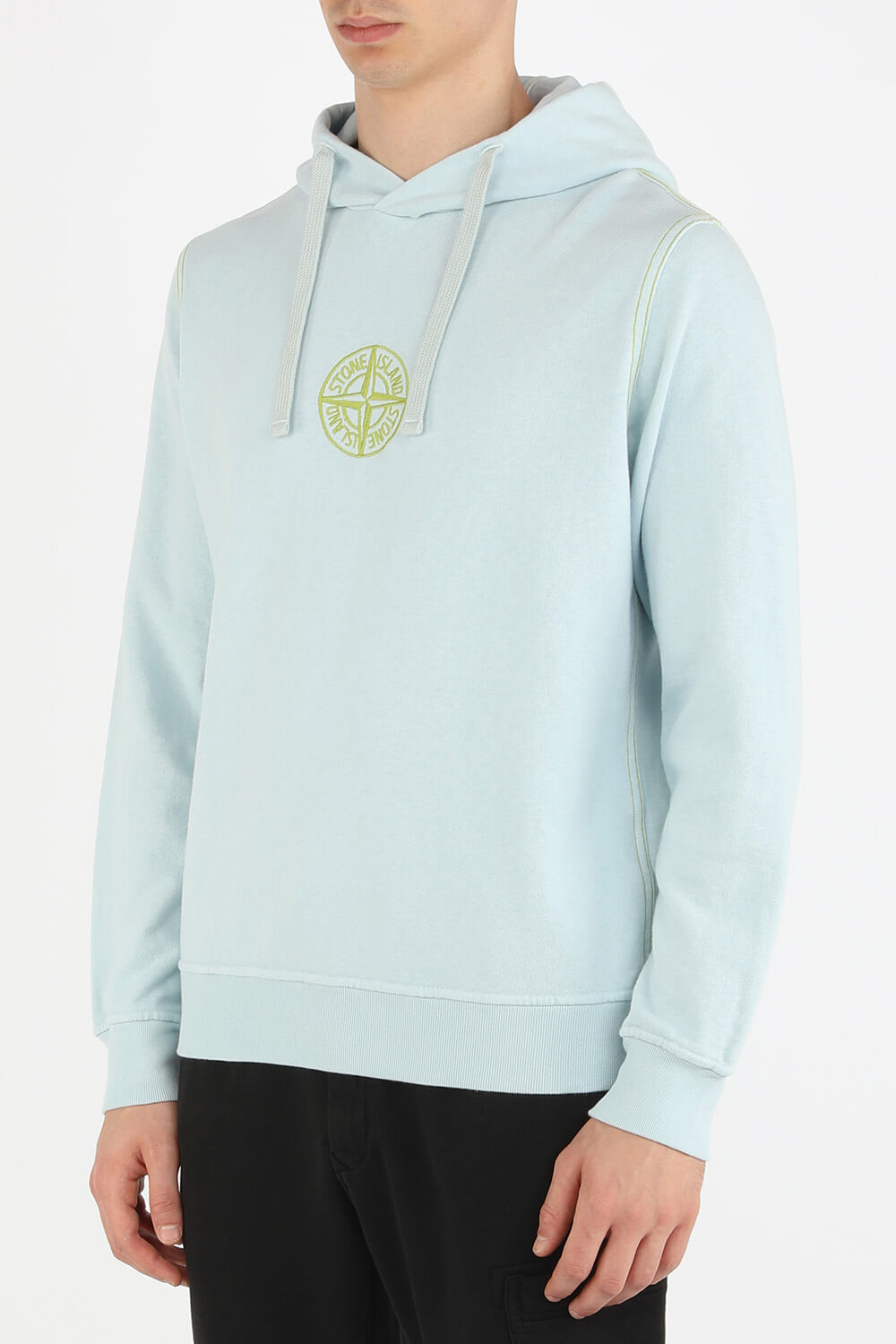 תמונת דוגמן קידמית של Green Logo Hoodie Sweatshirt in Blue