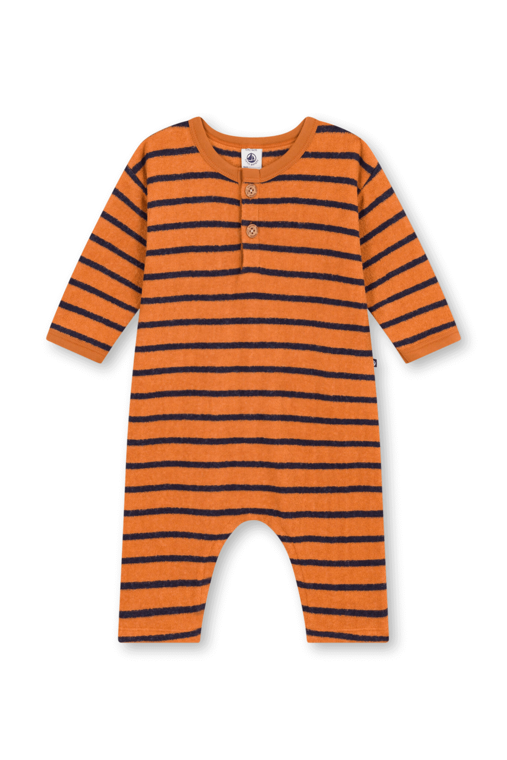 תמונה קידמית של אוברול פליז בהדפס פסים - גילאי 18-36 חודשים