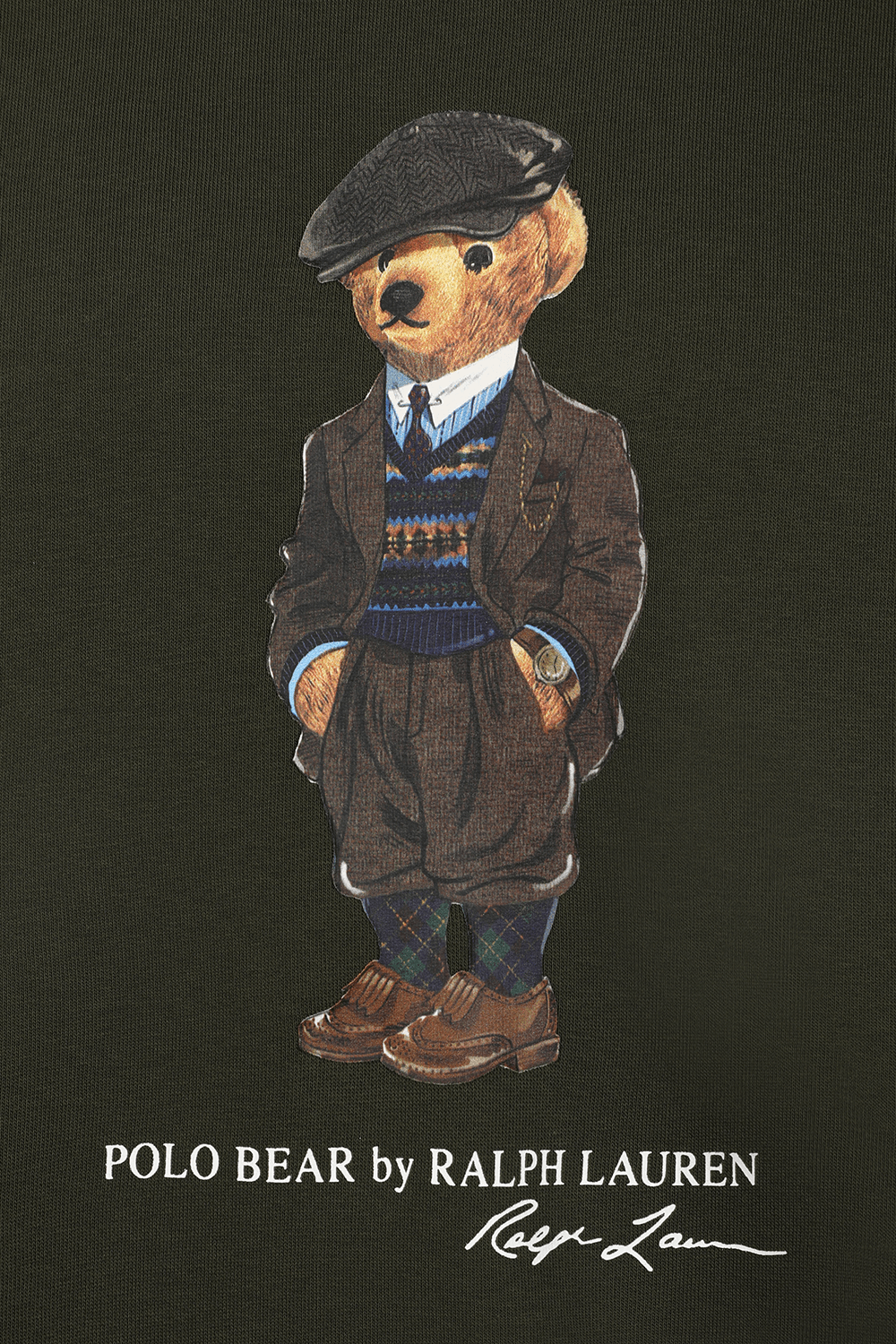 תמונה אחורית של סווטשירט קפוצ'ון עם הדפס הדב