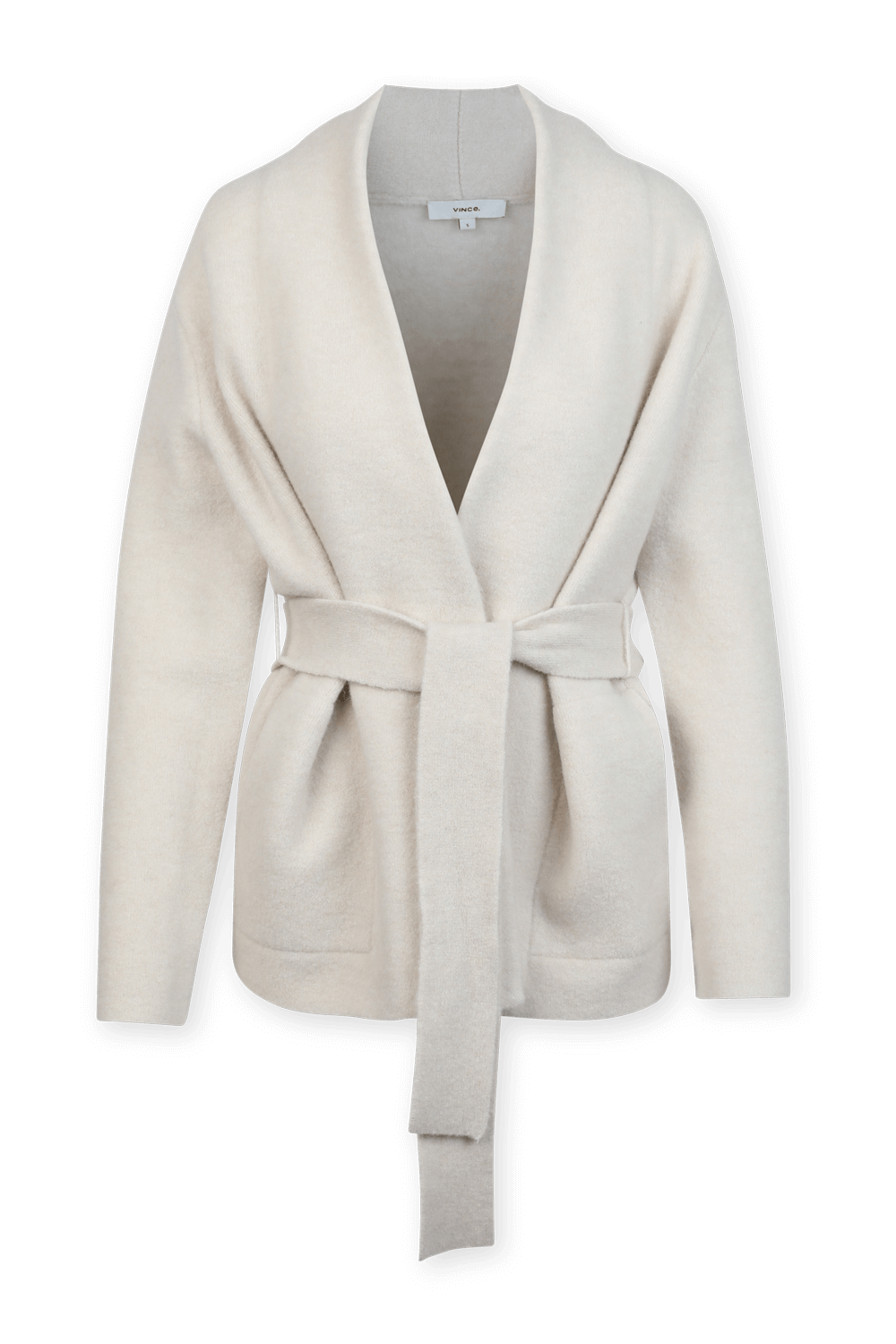 תמונה קידמית של Belted Cardigan Coat in Oof White
