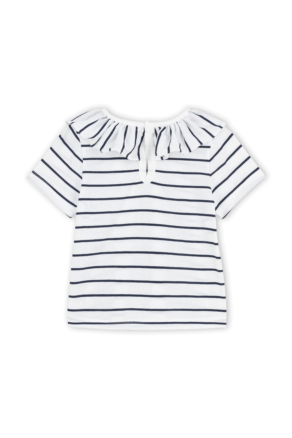 תמונה אחורית של חולצת פסים קצרה עם מלמלה - גילאי 3-12 חודשים