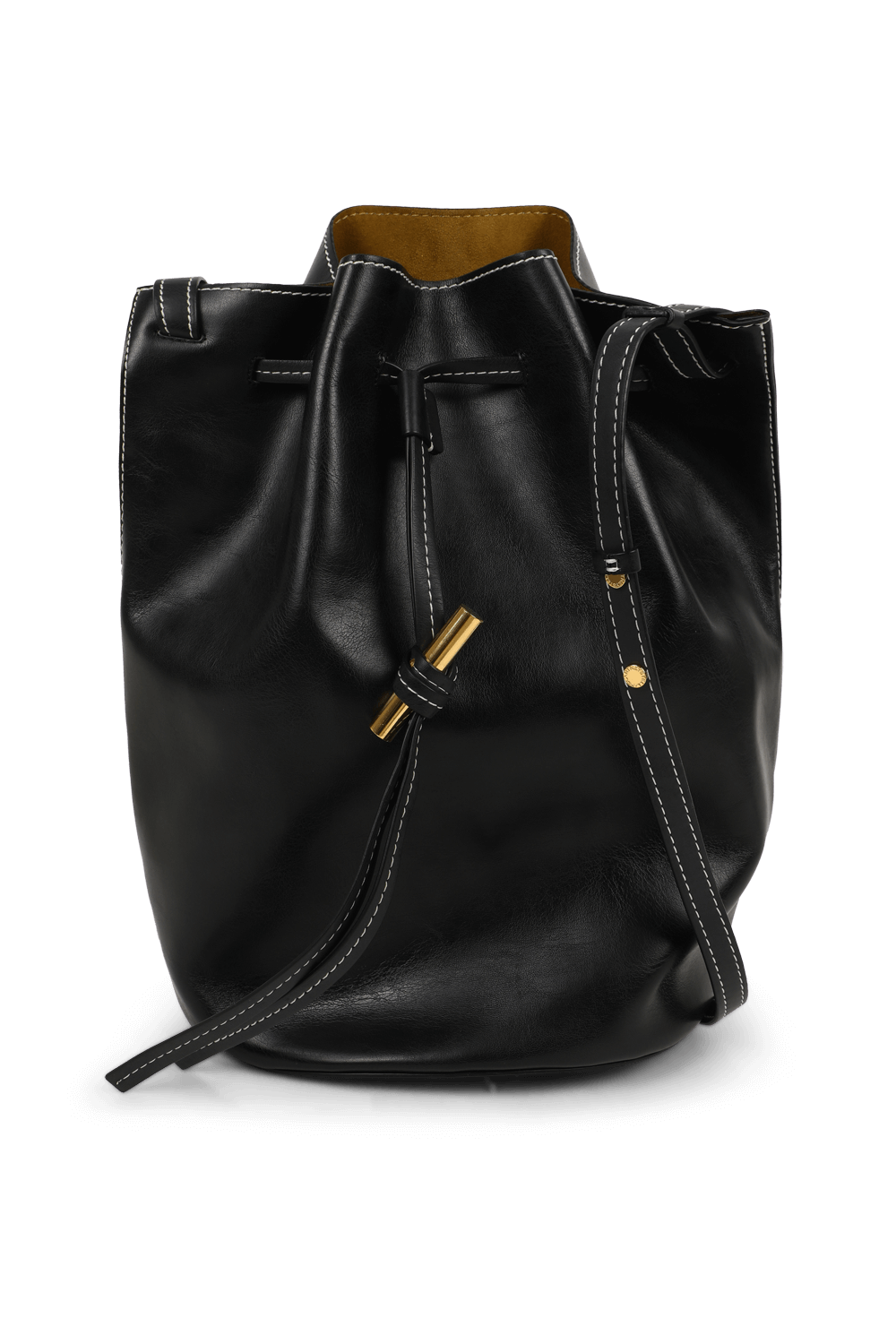 תמונה קידמית של תיק באקט שחור עם אבזם זהב