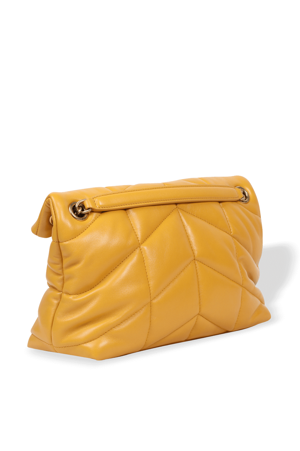 תמונה אחורית של Puffer Small Bag in Mustard Leather